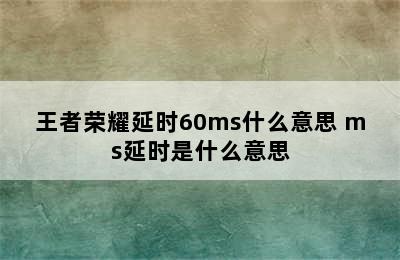 王者荣耀延时60ms什么意思 ms延时是什么意思